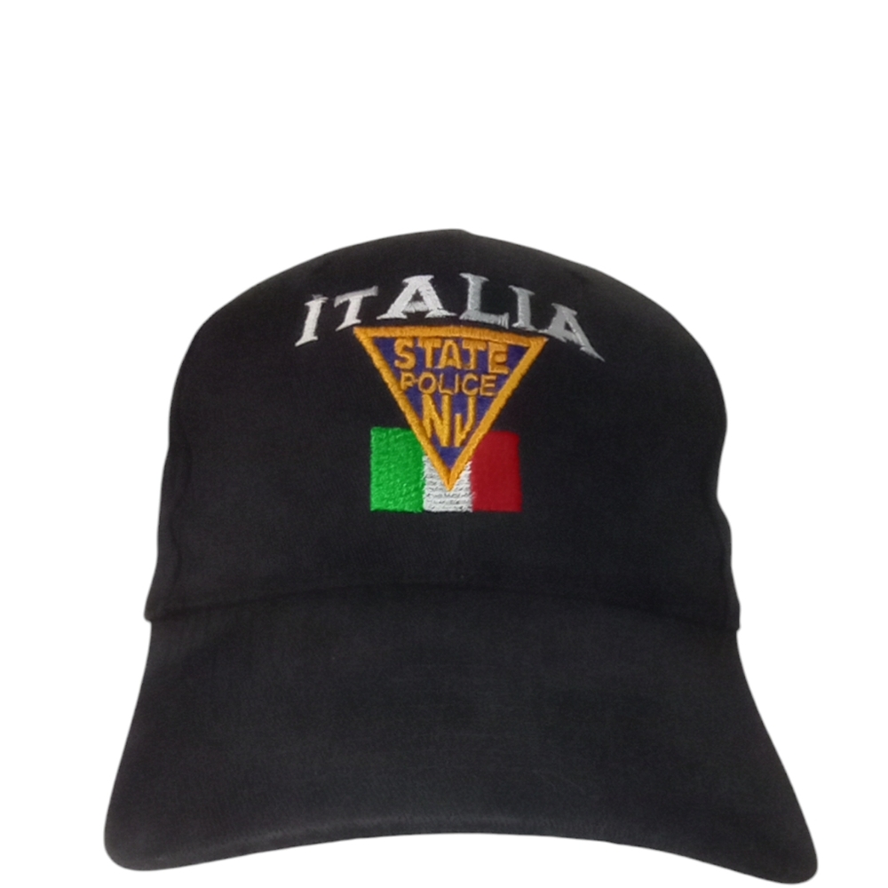 Italia New Jersey State Police Adjustable Unisex Black Troopers Cap Hat